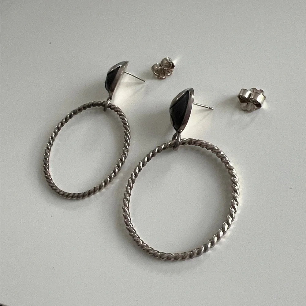 Hard Work Jewelry Sterling Silver Yin Yang Post Hoop Earrings